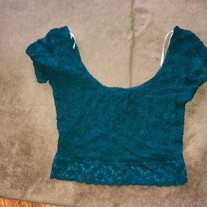 Blue lace crop top